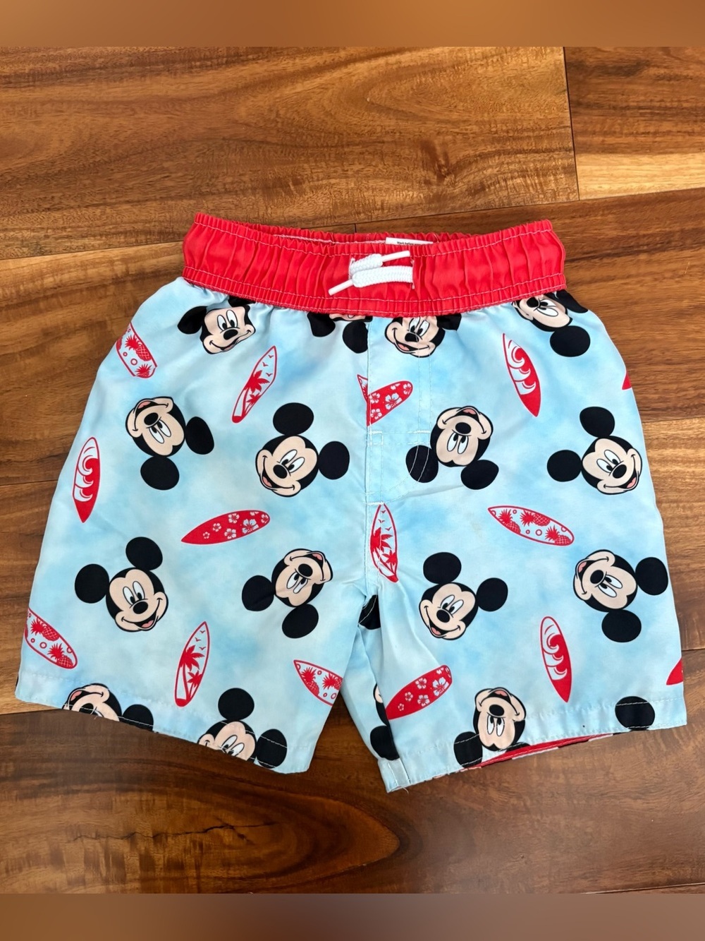 Disney Junior Mickey Mouse Surf Boy Swim Shorts Trunks 3T Blue Red Disneyland